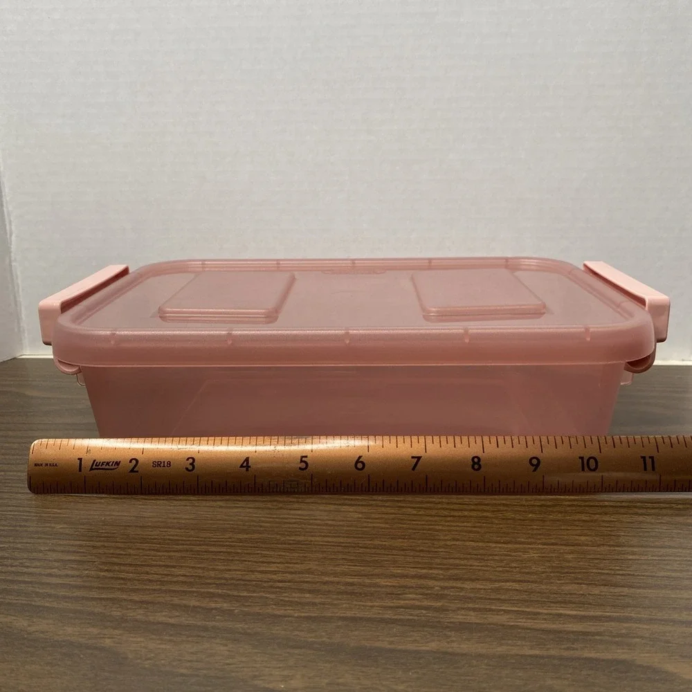 Sterilite 2.7 Qt. Modular Latch Box Plastic with Translucent Pink Base and Lid